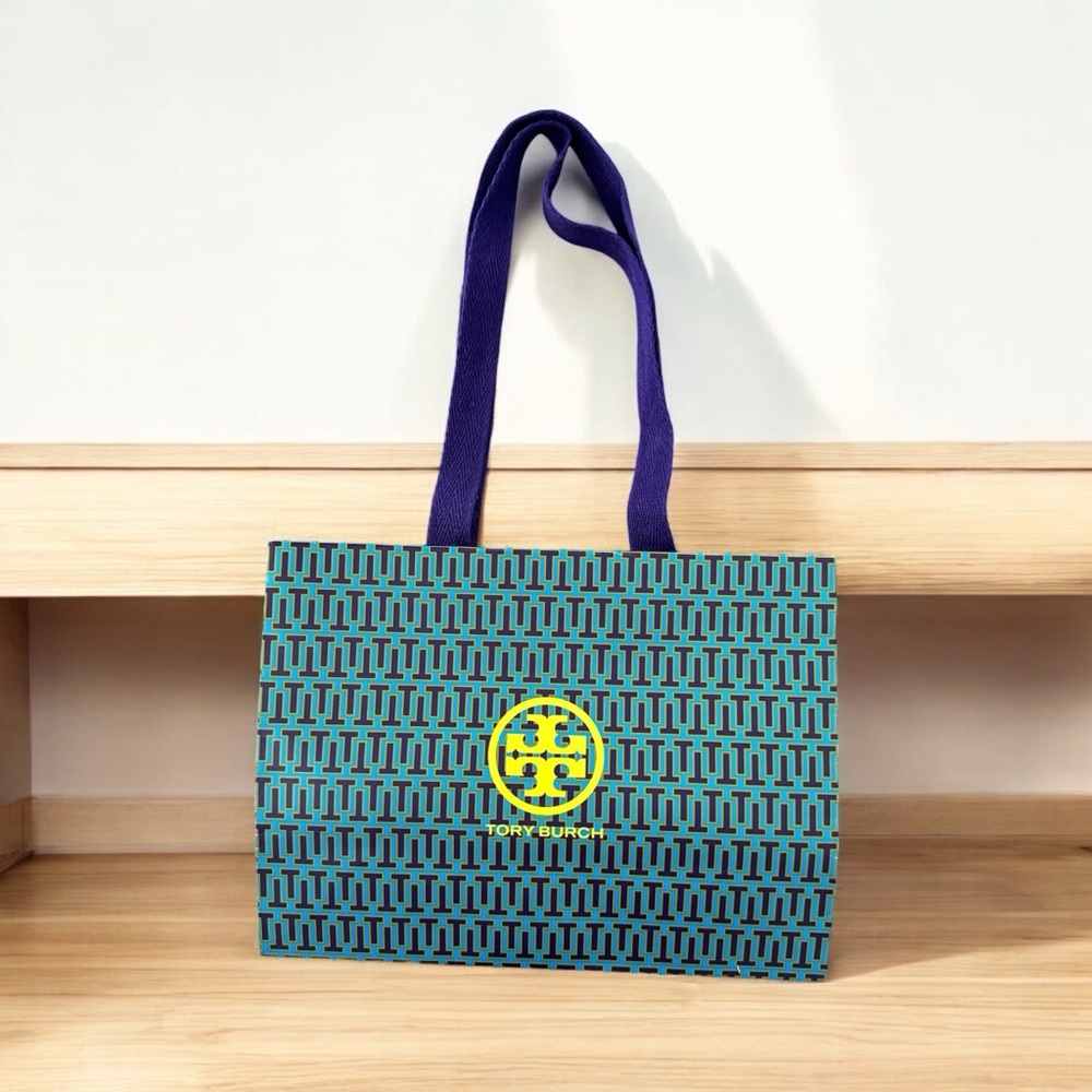 Tory Burch Paper Gift Bag with Fabric Handle‎ Authentic Teal